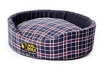 Blue Tartan Oval Dog Basket Washable Pet Bed Various Sizes